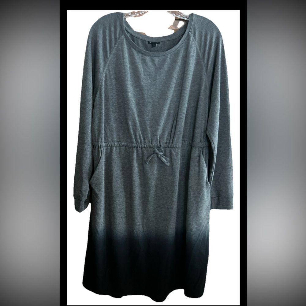 Torrid Skater Dress Drawstring French Terry Heather Grey Dip Dye Ombré Size 1